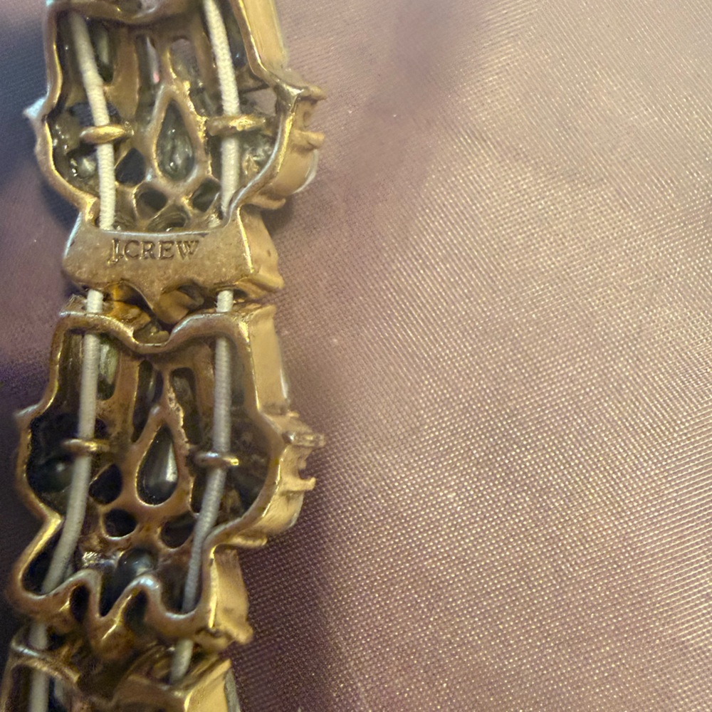 Vintage J. Crew Gold and Silver Crystal leaves stretch bracelet - Picture 8 of 8